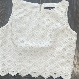 White House Black Market Textured White Crop Top